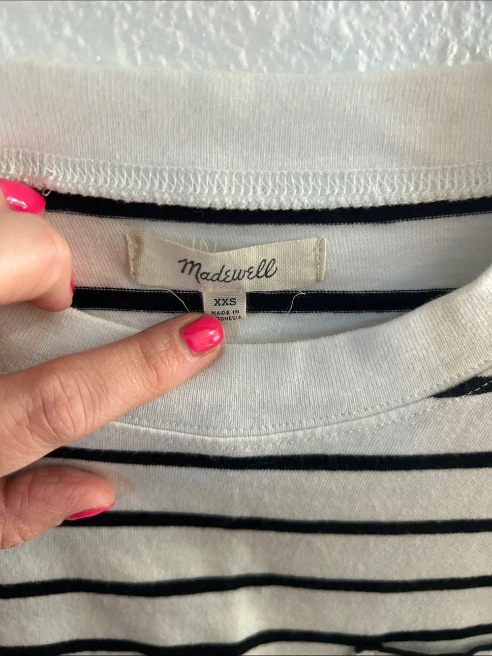 Madewell Cropped White Tee with Black Stripes - Picture 2 of 4